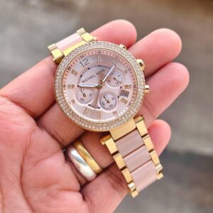 Michael Kors Cute Pink & Rose Gold Stylish Girls Watch (MK6326)